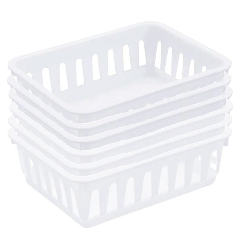 Tribello Mini Plastic Baskets for Organizing, White Drawer/Closet Storage Tray, Size 6 x 5 x 2 - Pack of 6 - Made in USA - Image 2
